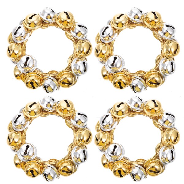 BESTonZON Christmas Napkin Rings Set: Bell Napkin Holder Jingle Bells