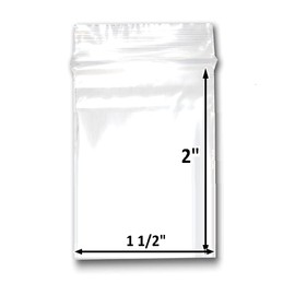 200 Bags of 1.5" x 2" 2 Mil Clear Plastic Reclosable Zip Poly Bags with Resealable Lock Seal Zipper