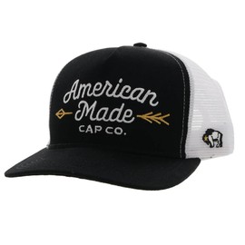 HOOEY Men's American Made Cap Co. Trucker - 9730T-BKWH One Size Black