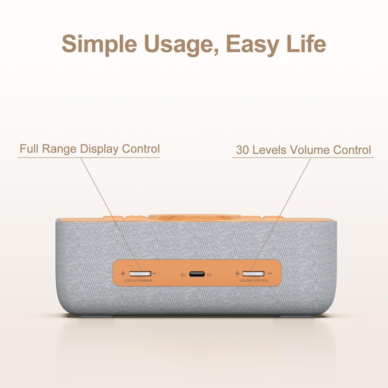 REACHER 15W Fast Magnetic Wireless Charging Alarm Clock with White