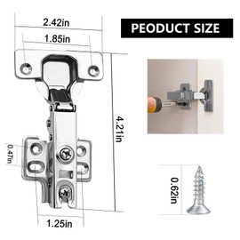 4 Pcs Cabinet Hinges - Soft Close Kitchen Cupboard Hinges Concealed, 35mm Cup with Screws, Durable Stainless Steel for Cabinet Doors