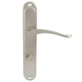 domino Door Handle 78 Lever Set Toilet Bathroom Set Left & Right Door Fitting for Toilet / Bathroom Doors L Shape Aluminium Door Fittings Nickel Door Handle Set BALLEN M9