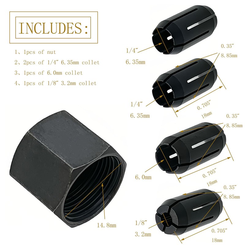 389244-00 389243-00 Cut-Out Tool Collet Chuck 5 packs of replace