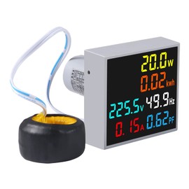 AC Display Meter AC50-300V 100A Voltage Power Factor Frequency Electric Energy Monitor Ammeter Voltmeter Multimeter Tester 110V 220V Digital Color LCD Volt Amp Watt Detector Reader Panel (6-IN-1/B)