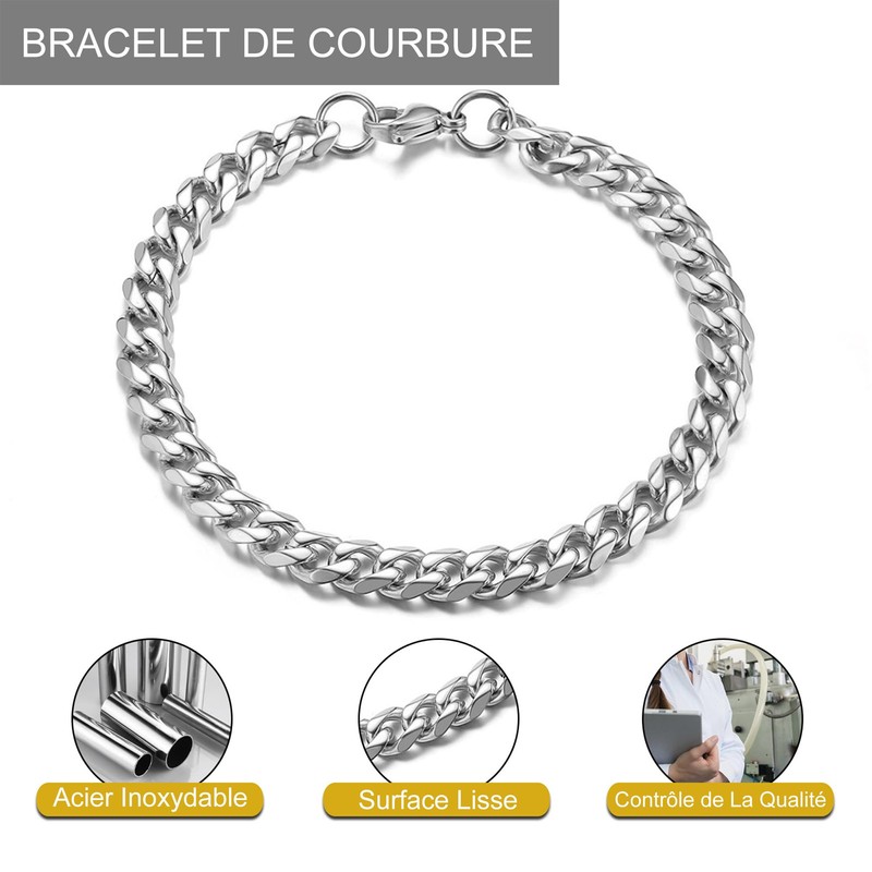 TempBeau Couple Bracelets, I Love You: 2 Pieces Curb Chain
