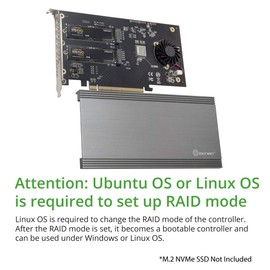 IO CREST Dual M.2 NVMe Ports RAID to PCIe 3.0 x16 Interface (x8 Bandwidth) Bifurcation Riser Controller - SI-PEX40158
