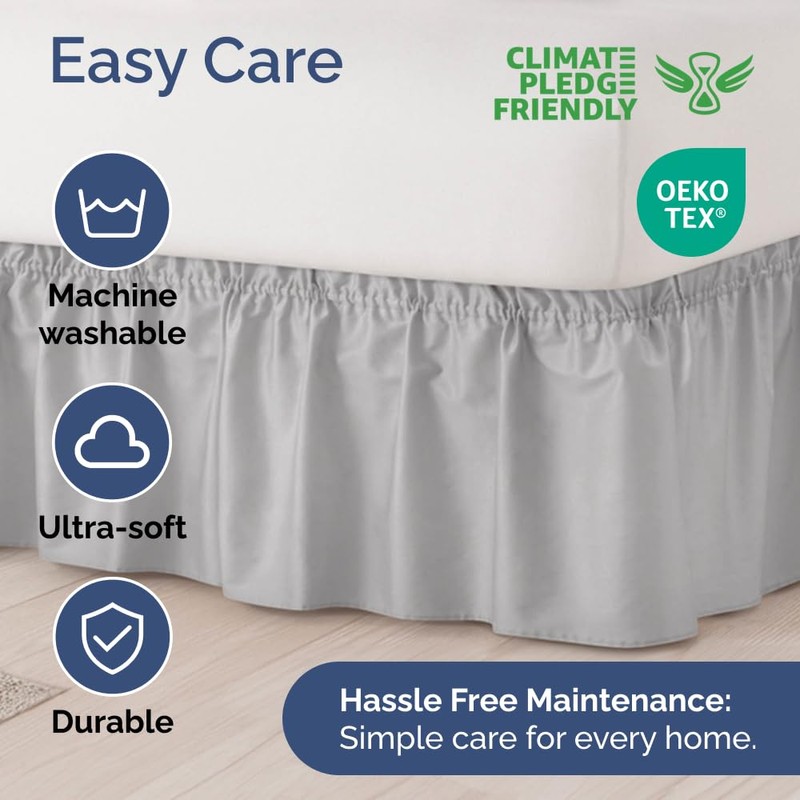 Wrap Around Dust Ruffle Bed Skirt - Light Grey -