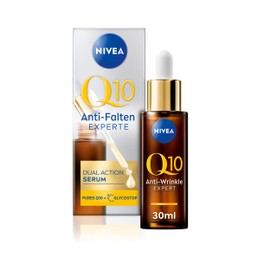 NIVEA Anti-Age Serum, Anti-Falten Serum mit Q10 mildert Falten und beugt ihrer Neuentstehung vor, straffendes Gesichtsserum mit Glycostop, Q10 Anti-Falten Experte Dual Action Serum (30 ml)