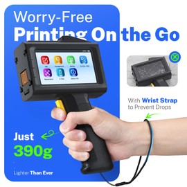 12.7mm Intelligent Handheld Inkjet Printer Lasts 16H Weighs Only 390g for Batch Code Date Lot Number Print on Plastic Carton Wood Metal Glass Aluminum with 42ml Fast Dry Ink