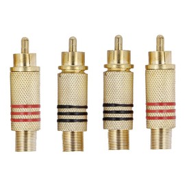 4x Lötfreie Cinch-stecker Koaxial-stecker Video/Audio Gold Farbe Rot/Schwarz