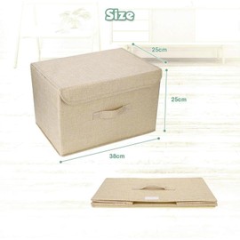 Homsorout Pack of 2 Storage Boxes with Lid, Foldable Storage Box with Handle, Fabric Storage Basket, Organiser Boxes Box with Lid, Folding Box for Clothes, Grey