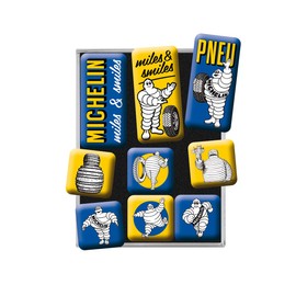 Nostalgic-Art 9 x Michelin Retro Fridge Magnets - Evolution Logo - Gift Idea for Motor Fans - Magnet Set for Magnetic Board - Vintage Design