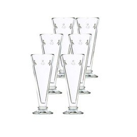 La Rochere Napoleon Bee Champagne Flutes – Bee Embossed Drinking Glasses Set for Champagne, Wine, & More – Elegant & Sturdy Champagne Glasses – Dishwasher Safe Wine Glasses Set of 6 (5,1 oz.)