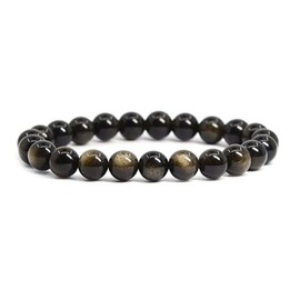 Natural Golden Obsidian Gemstone Bracelet 7 inch Stretchy Chakra Gems Stones Healing Crystal Energy Quartz Rocks GB8-24