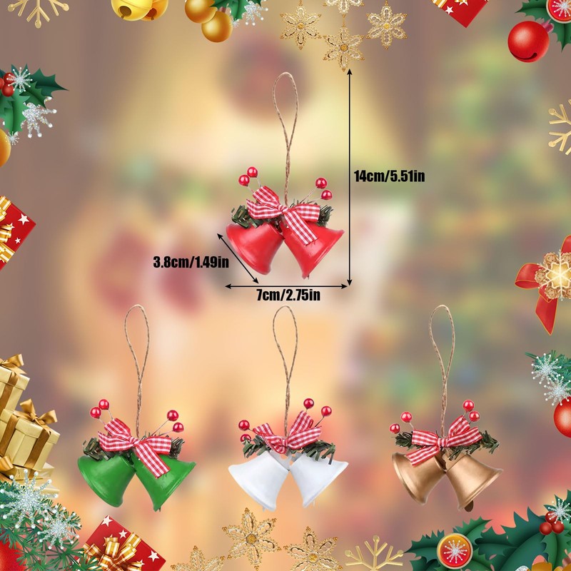 Christmas Ornament, Bell, Set of 4, Christmas Ornament, Bell, Christmas