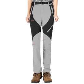 Rdruko Women's Winter Hiking Snow Ski Pants Waterproof Fleece Thermal Insulated Pants(Light Gray, US L)