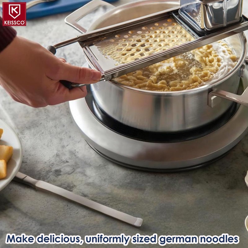 Premium Grade Stainless Steel Spaetzle Maker with Comfort Grip Handle