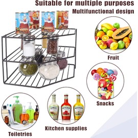 JBESUHI Corner Shelf Organizer - Countertop & Cabinet Organizer - Plate Rack for Kitchen & Pantry (Black)