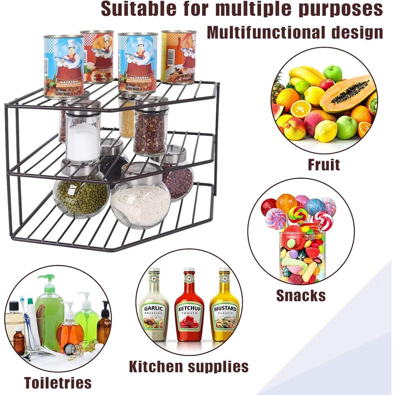 JBESUHI Corner Shelf Organizer - Countertop & Cabinet Organizer -