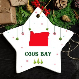 Coos Bay OR Ornament for Christmas Tree Decorations City Travel Souvenir Gifts for Family and Friend - Housewarming Gift Coos Bay Oregon Ornament Star 3.25"