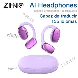 ZIHNIC S11A Translation Earphones – 3 Smart Translation Modes, Real-Time Language Assistance Supports 138 Languages, IPX5 Waterproof, Effortless Communication in Travel & Business-Purple