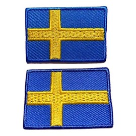 Iron-On Sew-On Flag Patches Iron-On Appliqué Sticker Egg Flag Scandinavia Sweden Set of 2 Each 4.8 x 3 cm