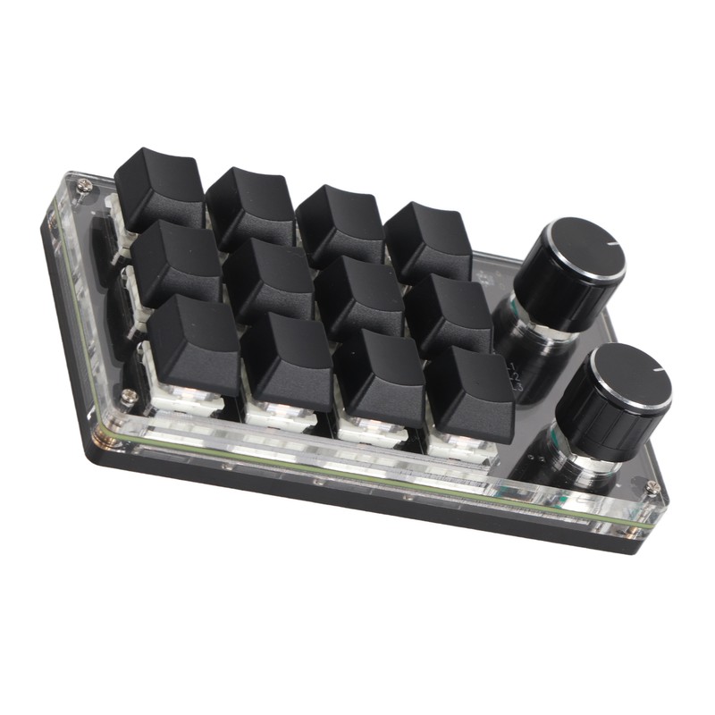 Programmable Macro Keyboard 2 Knobs Blue Switch Black 12 Keys