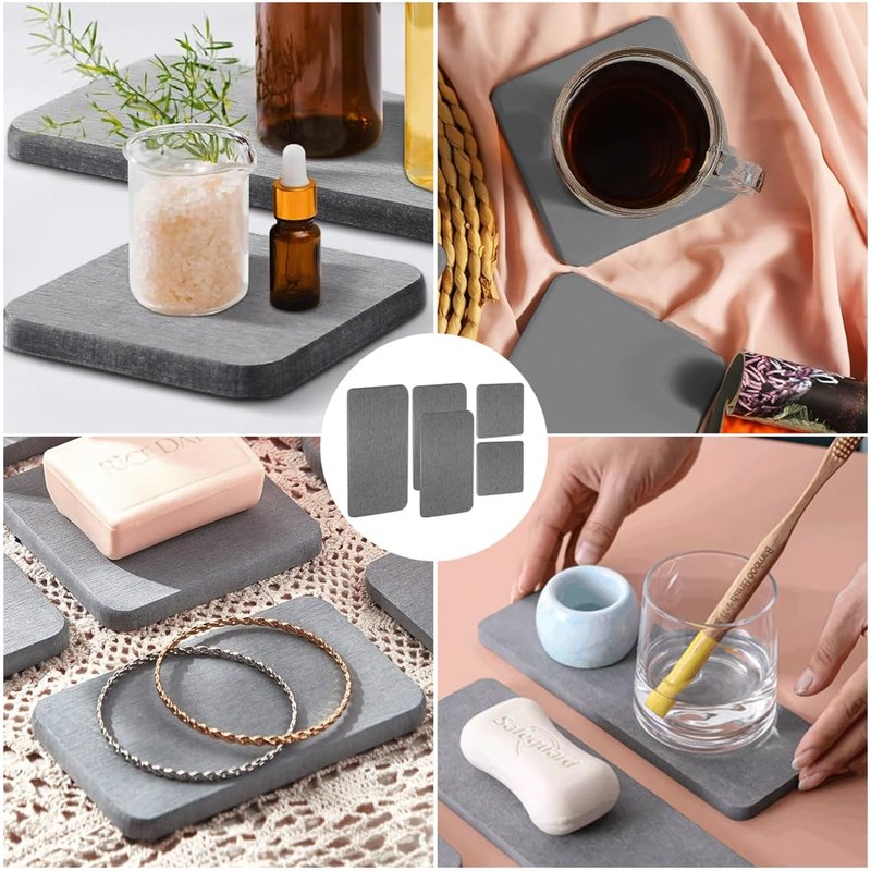 Pack of 5 Water-Absorbent Stone, Drying Stone, Diatomite, Soap Dish