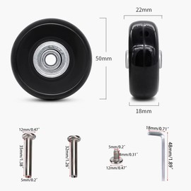 Suitcase Wheels Replacement Wheels Set of 4 Repair Kit 50 mm Wheels for Suitcase Trolley Skate with Metal Axles Replacement Parts, 1#black, Modernity