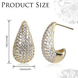 OPUHOHR Women's Earrings Jewelry Fashion Women'S Jewelry 925 Silver Needle Teardrop-Shaped Female Earrings, Gold-Plated Earrings With Shiny Zircon On The Surface, Jewelry Gifts