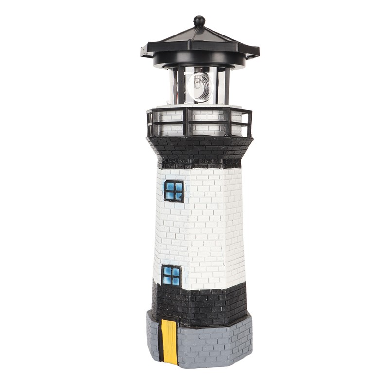 Solar Lighthouse 360 Degree Rotating Lighthouse Decoration Fadeless Resin LED
