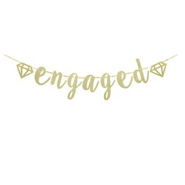 Engaged Gold Glitter Paper Banner Sign For Engagement Party Bunting Supplies Garlands Decorations
