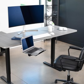 VIVO VIVO Clamp-on 12 x 9 inch Rotating Laptop Tray, Extra Sturdy Single Desk Swivel Clamp, Ergonomic Typing, Black, MOUNT-LAP1CB