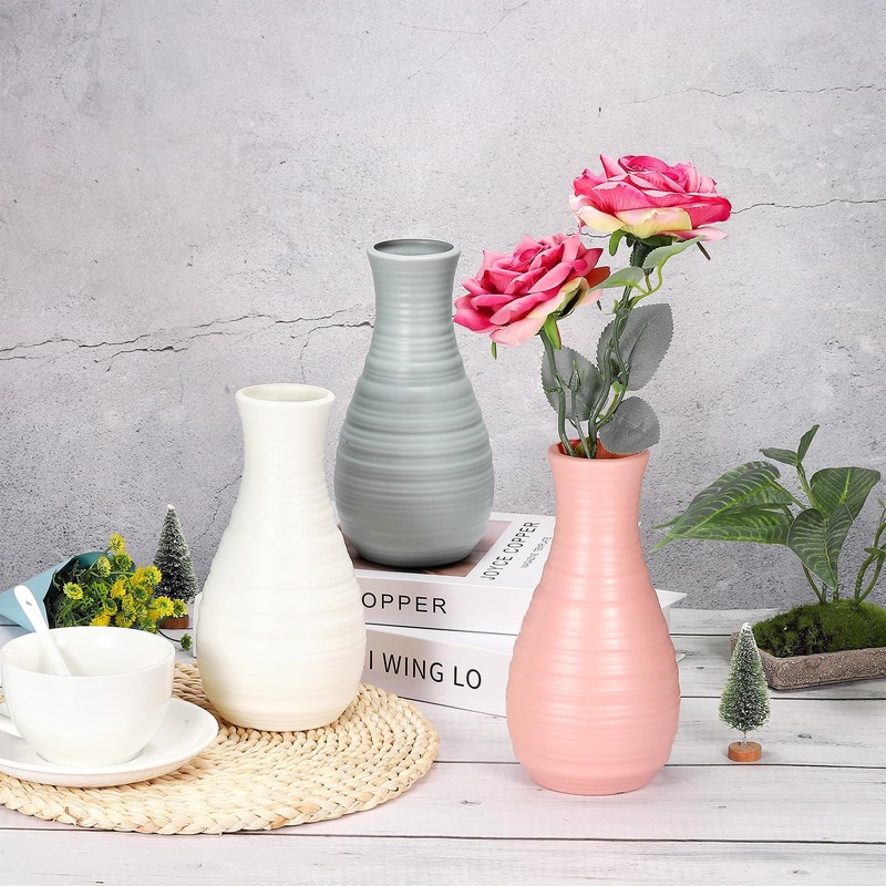 PATIKIL Flower Vase, Plastic Vase for Flowers Ceramic Look Table