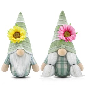 Gehydy Set of 2 Summer Gnome Flowers Decoration Spring Decoration Gnome Figures Farmhouse Decorations Accessories for Home Kitchen