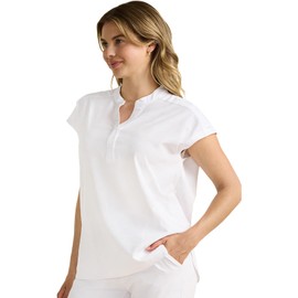 Healing Hands Scrub Top for Women Modern Fit Tee with 2 Pockets, Moisture Wicking, 360° Stretch and Quick Dry Fabric 2352, XL, White