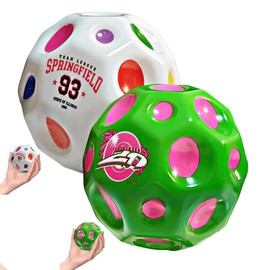 JollyGo Jump Ball, 9.5 cm, Set of 2, Big Moon Ball, Super High Bouncy, Lightweight PU Material, for Children and Pets, Interactive Toy for Stress Relief Bouncy Balls for Children Outdoor (White &