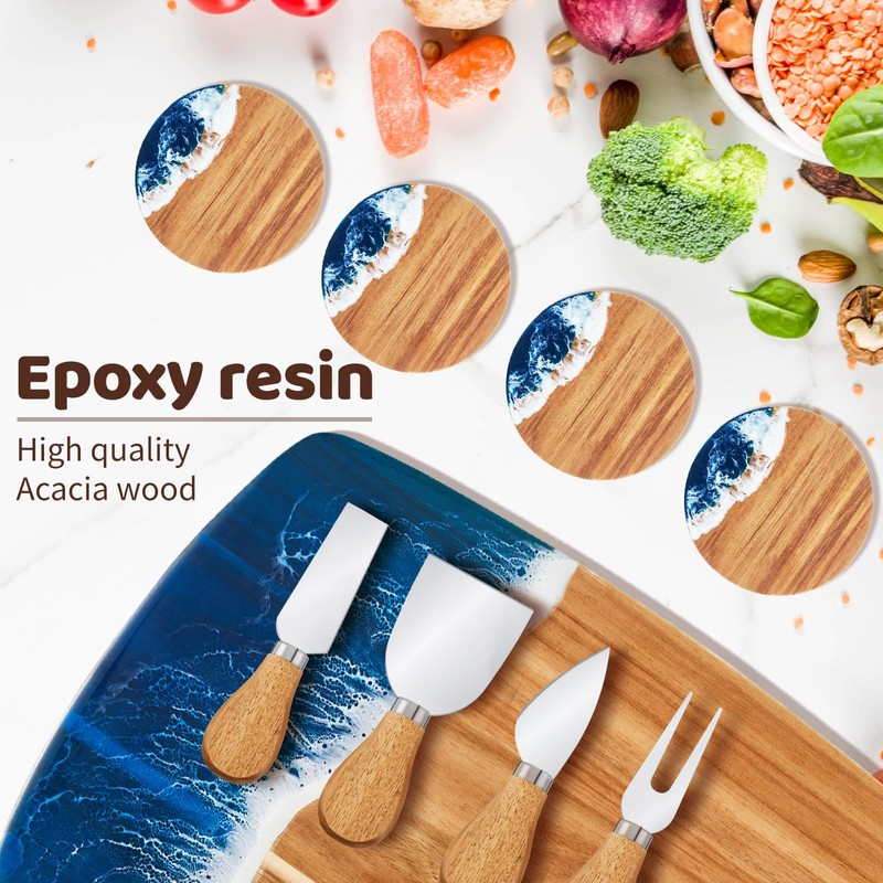 Patelai 9 Pcs Ocean Resin Cutting Board Set with 4
