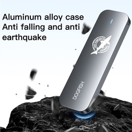 Dogfish Portable External SSD 256GB Ngff 2242/2260/2280 Grey Metal USB 3.1 Type-C Ultra Light External Mini Breathable SSD for Mac/Windows/Android/Linux (up to 6Gbps, with LED)