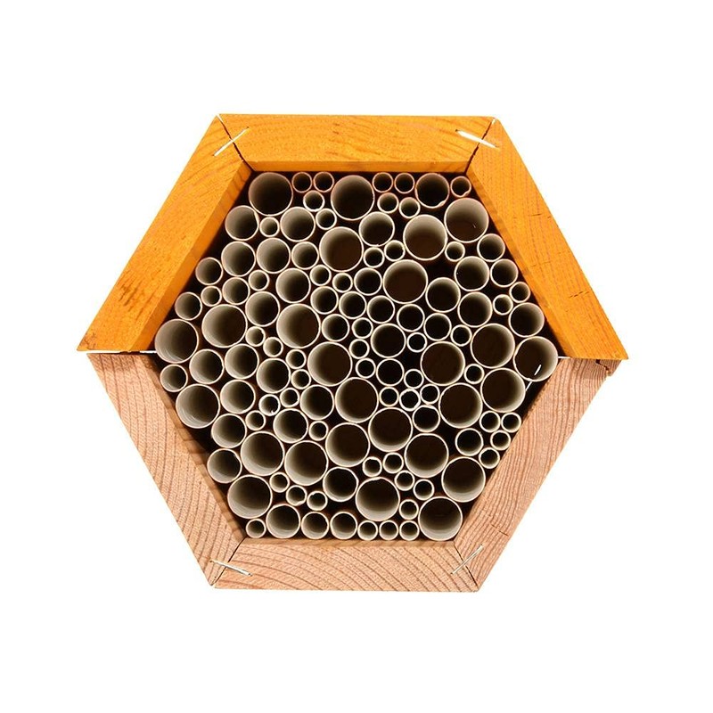 Esschert Design Hexagonal Solitary Bee House with Paper Straws