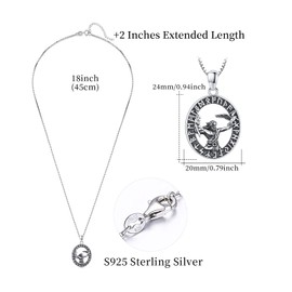 Skull/God Zeus/Raphael Necklace 925 Sterling Silver Goth Punk Skull Locket Necklace That Holds Pictures,Greek Myths Greek Amulet Jewelry Birthday Gift for Men Boys, Sterling Silver, No Gemstone