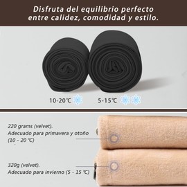 Medias Termicas Mujer - Medias Afelpadas de Poliéster y Elastano (MX/US, Alfa, Talla única, Regular, Regular, 01 Negro, 220g)