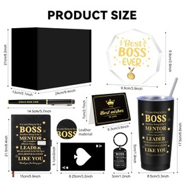 VAIPI Bosses Day Gifts for Men, World's Best Boss Ever Gifts Basket Set for Male, Thank You Appreciation Cool Boss Gift with 20 oz Tumbler Acrylic Trophy Notebook Ballpoint Pen Bottle Opener
