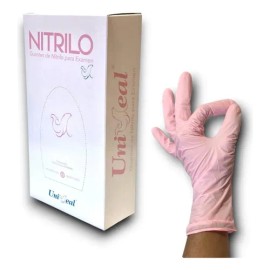 Guantes Nitrilo Uniseal Rosa Claro 200 Resistentes