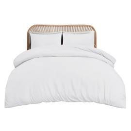 funky gadgets Single Duvet Cover Set – Soft Brushed Microfiber Plain Dyed Duvet Cover Sets with Pillow Case- Bedding Quilt Cover Set (White)
