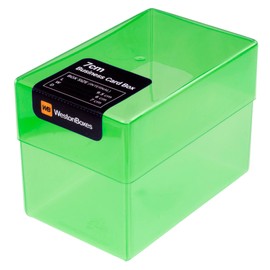 WestonBoxes Plastic Business Card Boxes - Holds 250 Business Cards - 70mm Deep (Green, Pack of 8)