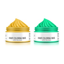 EnMart Pack of 2 Hair Wax, Temporary Hair Colour Wax, Unisex Hair Dye Wax, Washable Plant Formula, Matte, Natural, Colourful Hair Wax (Gold, Green)