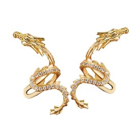 Baluue 1 Pair Sparkly Dragon Clip Earrings for Women Non Pierced Rhinestone Ear Chinese Style Jewelry Lightweight Comfortable Design for Any Occasion