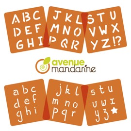 Avenue Mandarine - Ref 42450MD - Alphabet Stencils - Lowercase & Uppercase Letters, Set of 6, Translucent Material, 15cm x 15cm, Suitable for Family Activities, Green