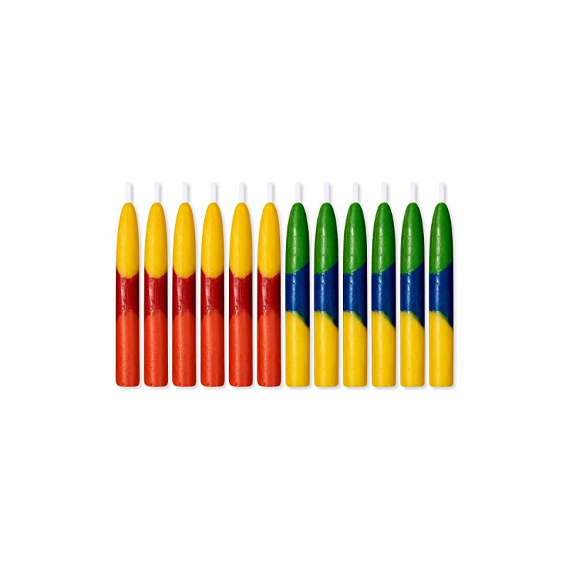 Papyrus Eco-Friendly Birthday Candles, Layered Primary Colors (12-Count)